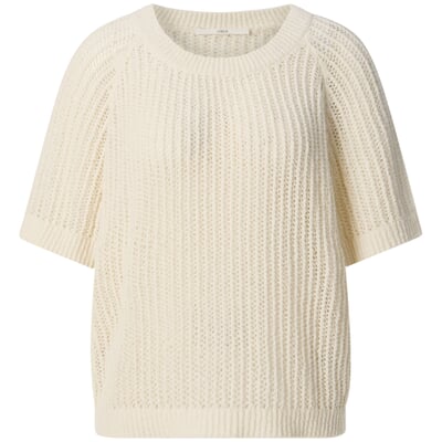 Damen-Strickshirt Bouclé, Naturweiß