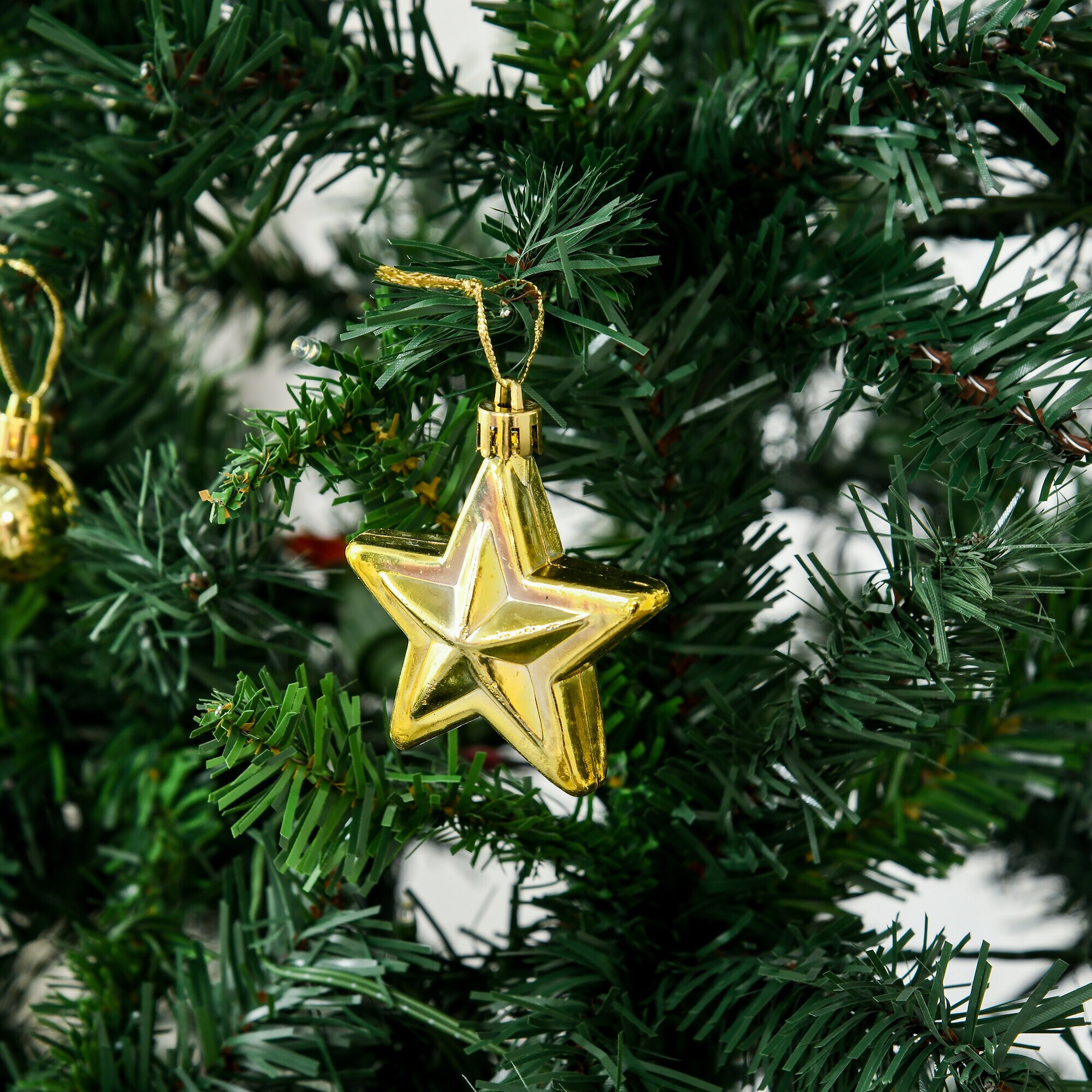 HOMCOM Tannenbaum inkl. Christbaumkugeln grün 112 x 180 cm (ØxH)