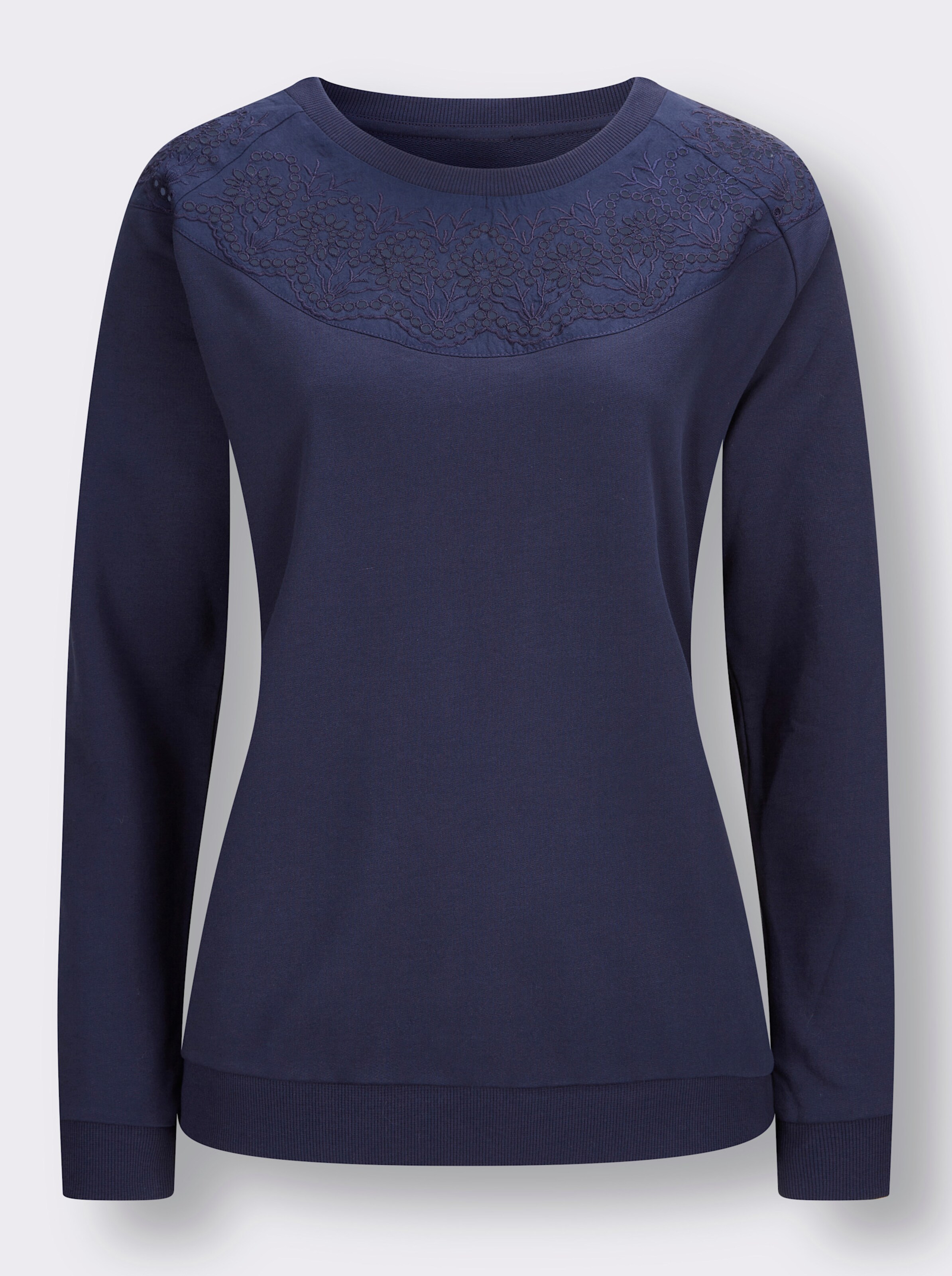 Sweatshirt mit Spitzen-Einsatz