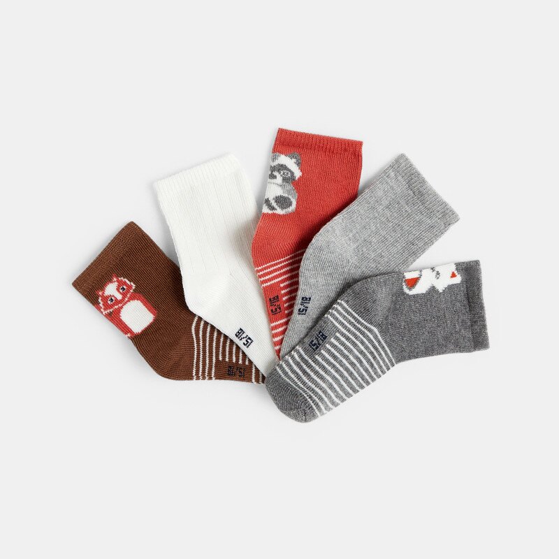 Chaussettes jacquard animaux (lot de 5) Marron
