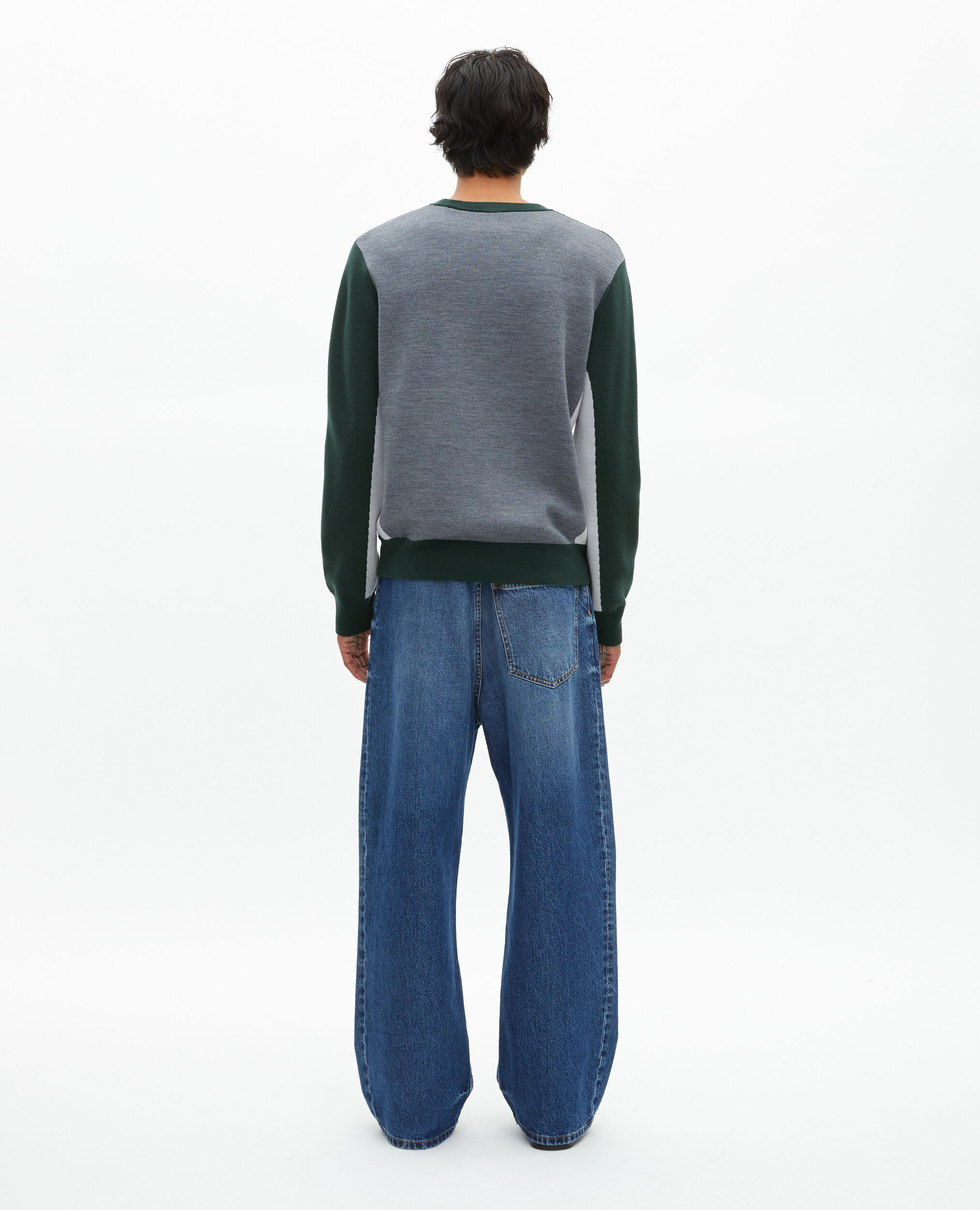 Pull avec contrastes de couleurs vert foncé