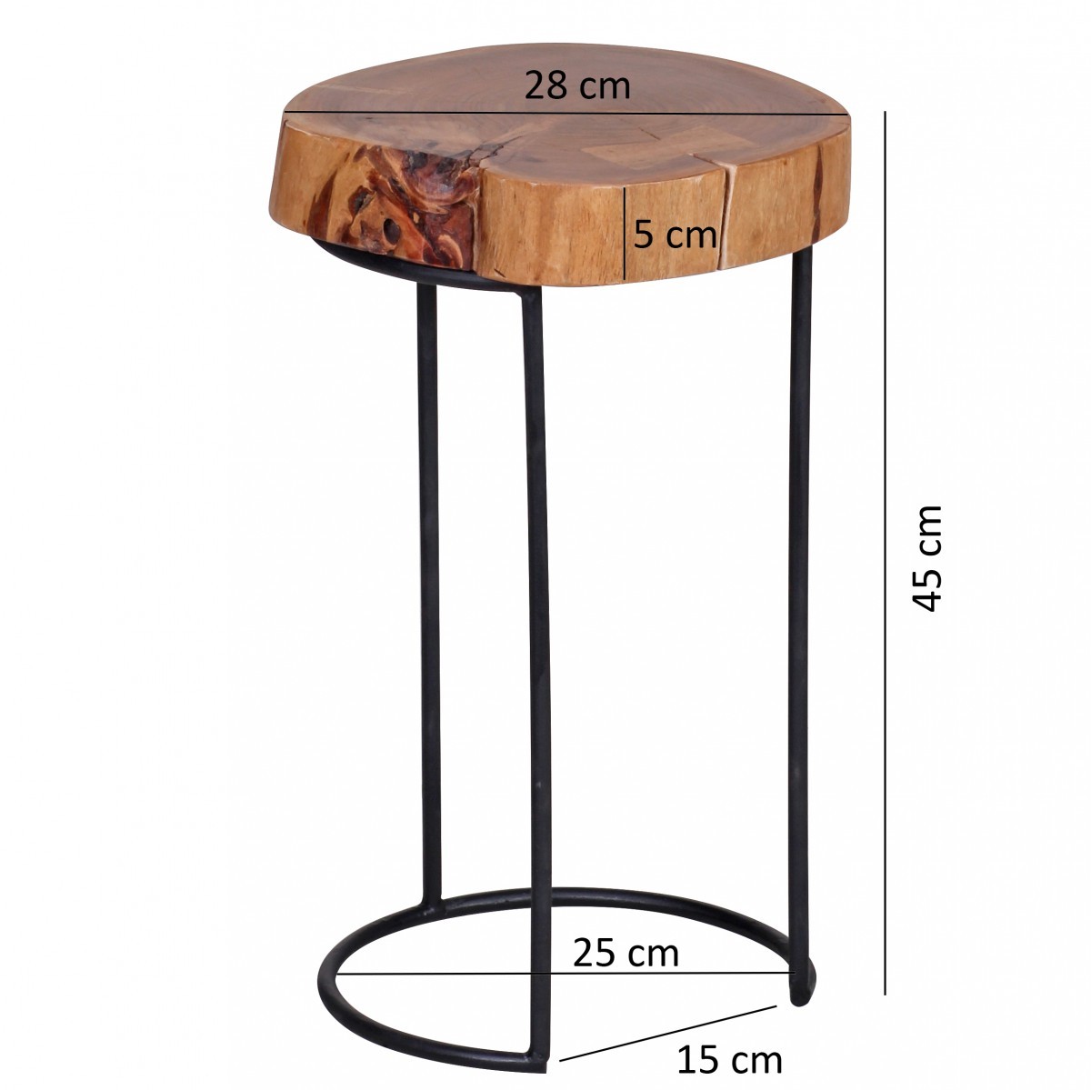 Beistelltisch - klar lackiert - Akazie massiv - 28 cm breit