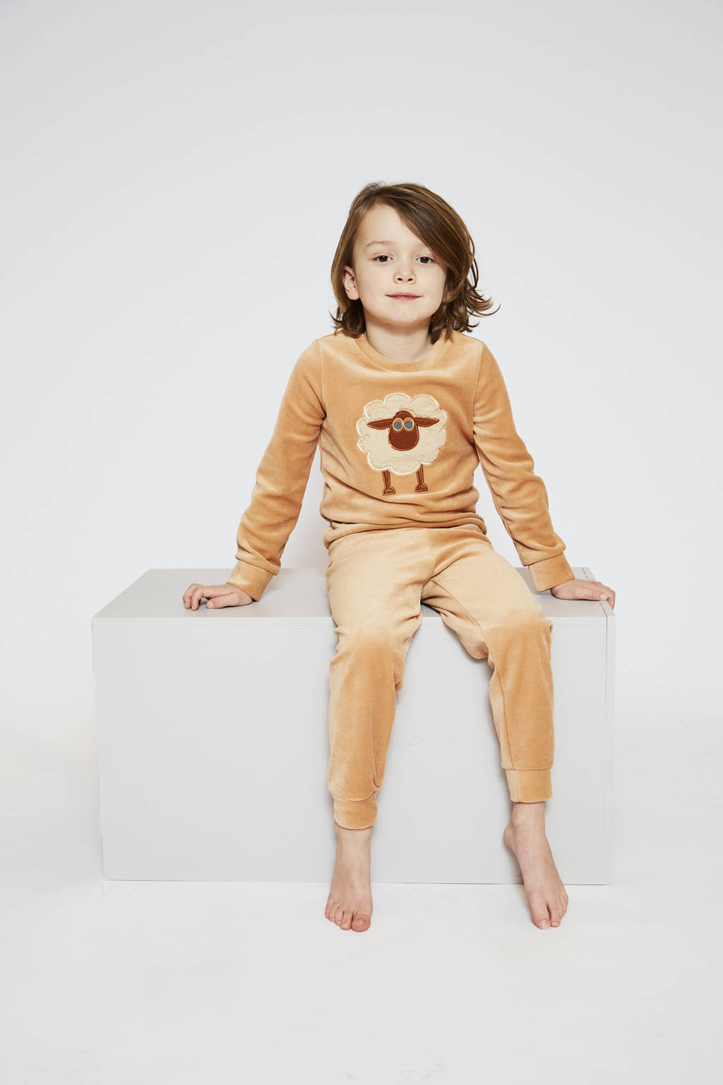 Charlie Choe pyjamaset fluweel oranjebruin
