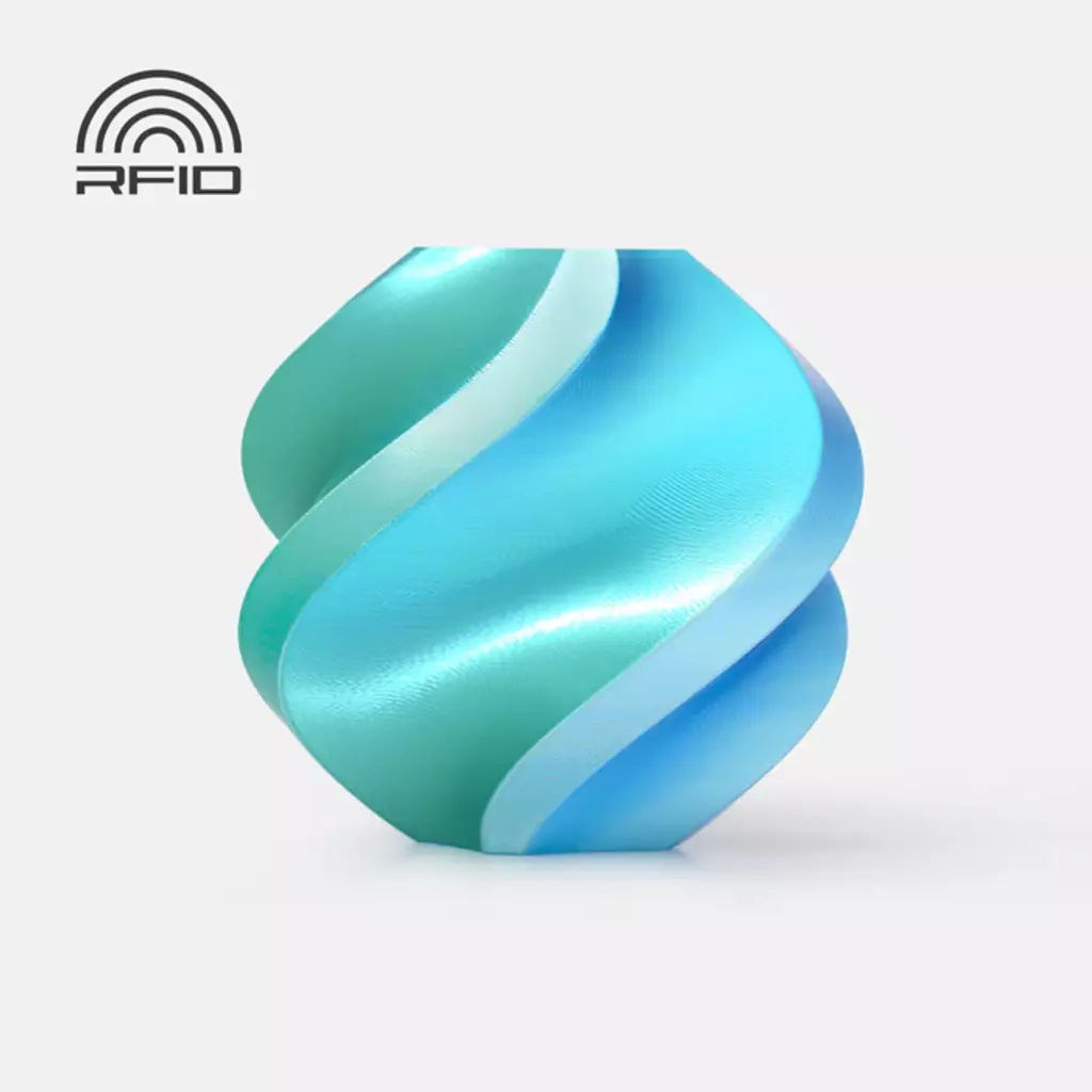 Bambu Lab  PLA Silk Dual Color Blue Hawaii, Spule (1.000 g)    Seidiges PLA mit Hochglanz in Blau-Grün