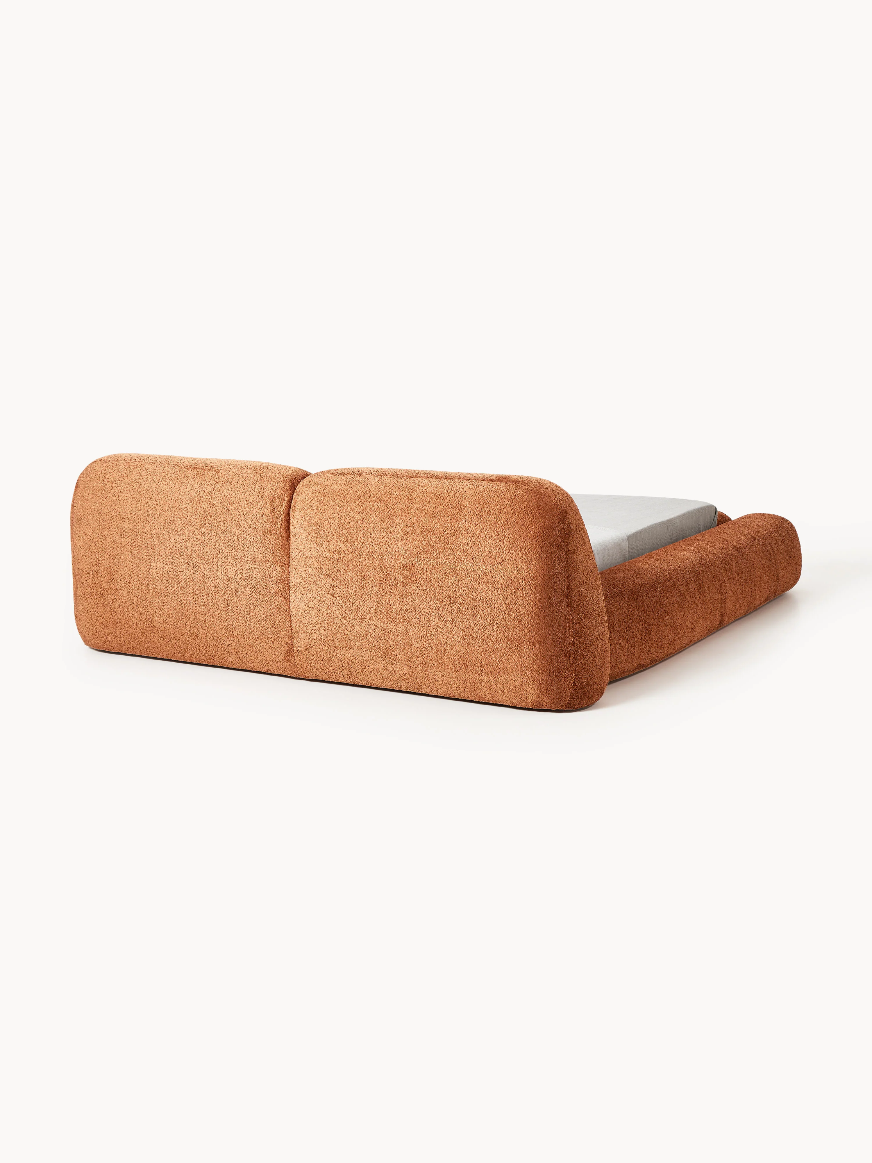 Gestoffeerd teddy bouclé bed Wolke met opbergruimte