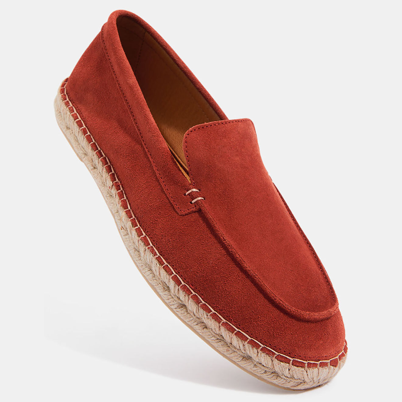 Comptoir GL Mocassins espadrilles en Velours de Cuir orange brique