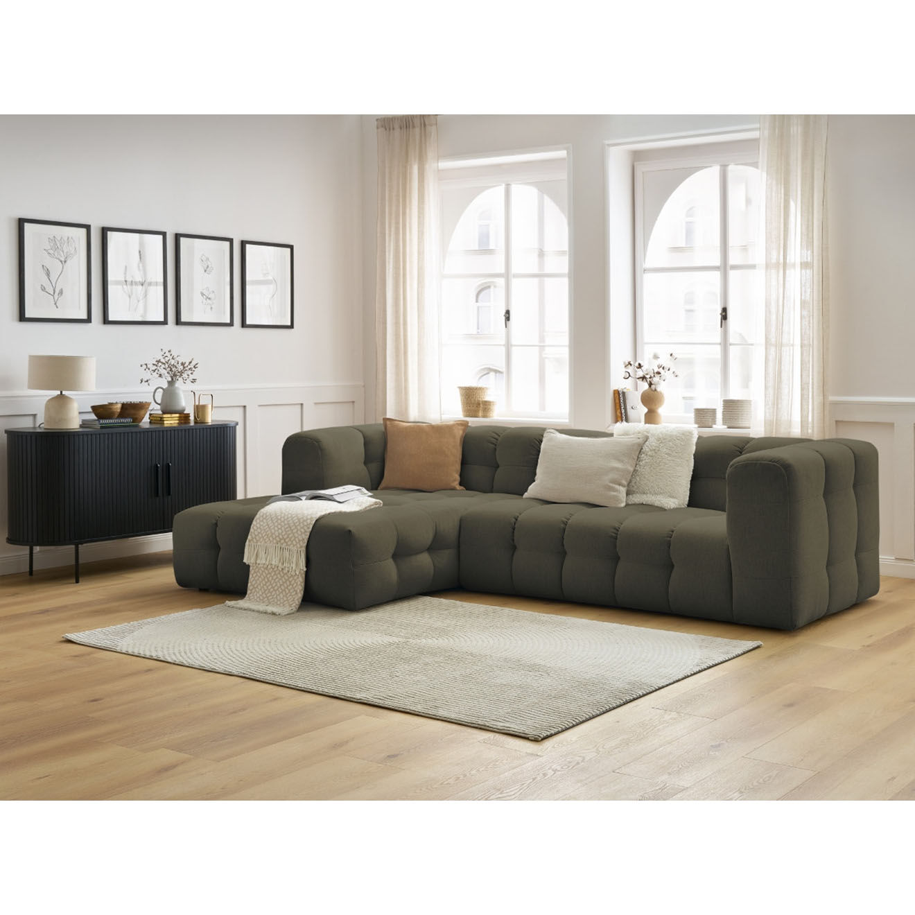 Bobochic Canapé d'angle gauche cloud vert - 288x184x75 cm