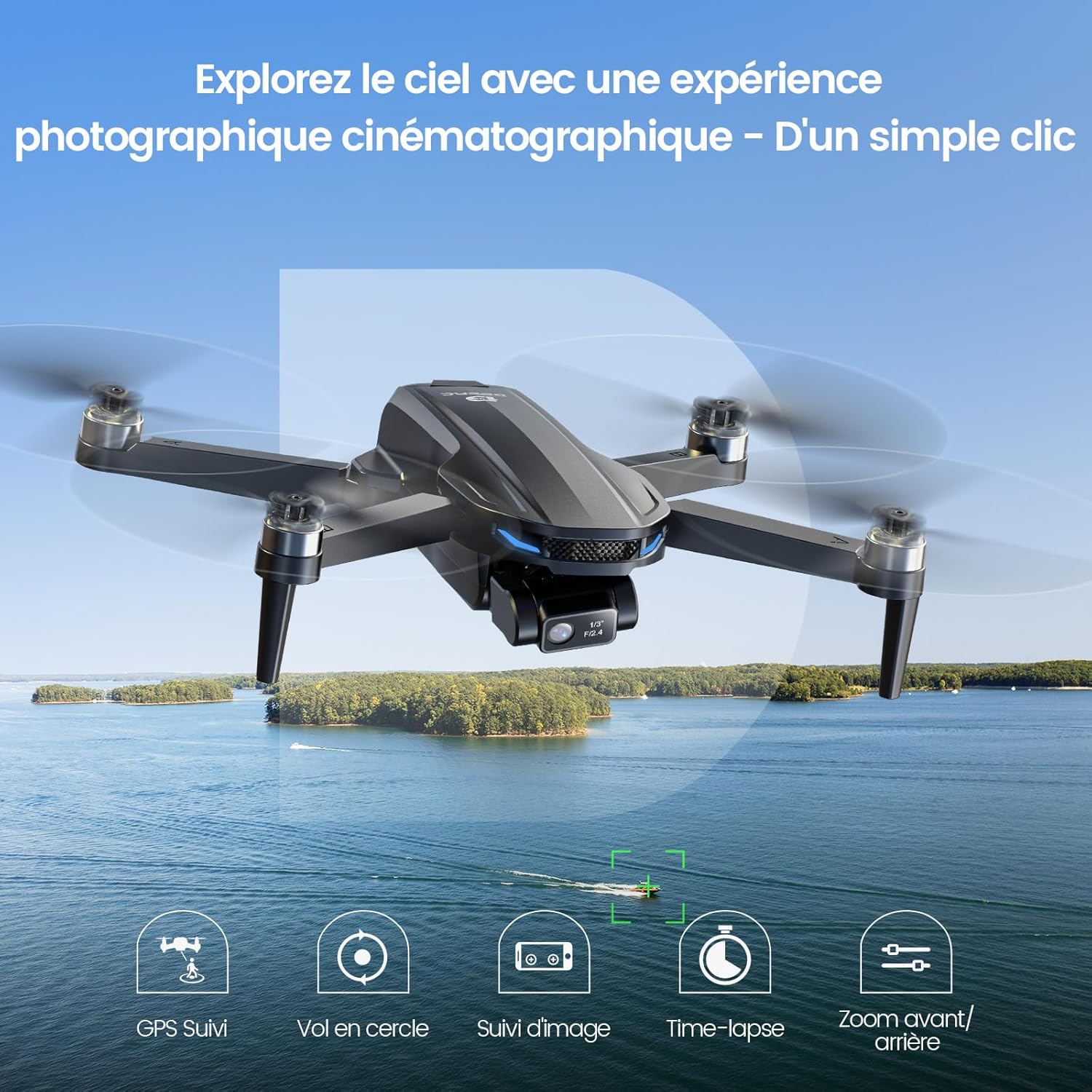 DEERC D65 Drone EIS 4K, Caméra avec Cardan à 2 Axes,