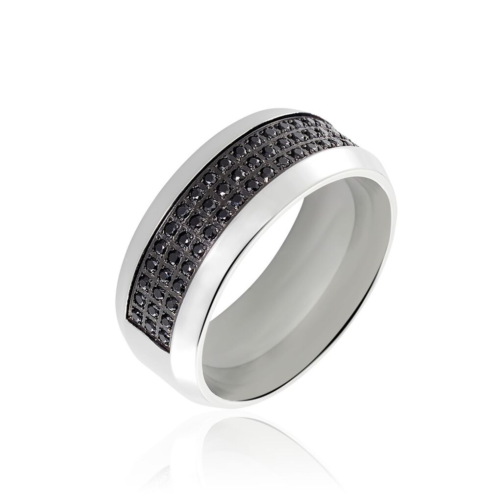 Bague Acier Blanc Tdeg Oxydes De Zirconium