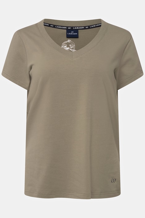 T-Shirt, kleiner Knoten Print, V-Ausschnitt, Halbarm, OEKO-TEX MIG