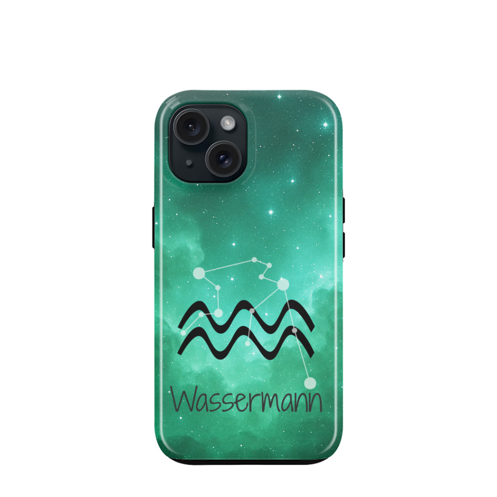 iPhone 15 Hybrid (Kunststoff / Gummi) Hülle Wassermann 2 - Grün