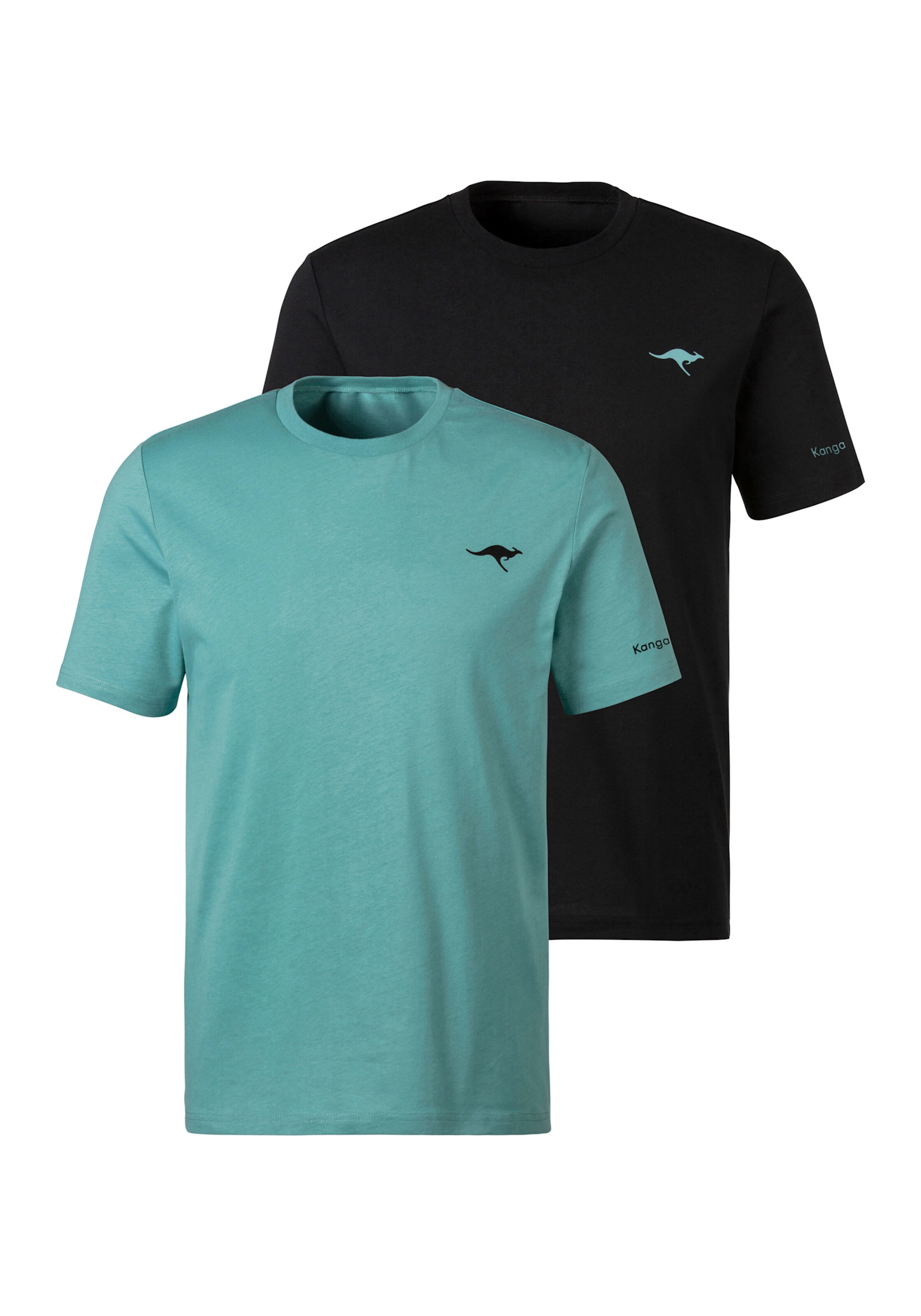 KangaROOS Kurzarmshirt in petrol, schwarz
