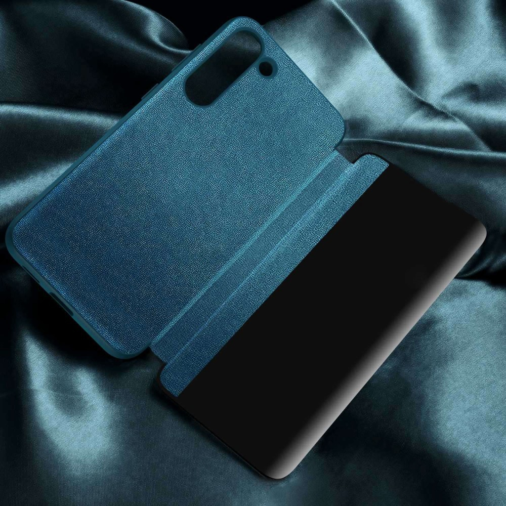 Samsung Galaxy S23 5G Leder Hülle Slim Window View Flip Case - Grün