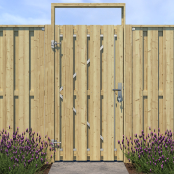Tuinpoort pakket recht op metalen frame grenen hout 5,5 x 90 x 180 cm