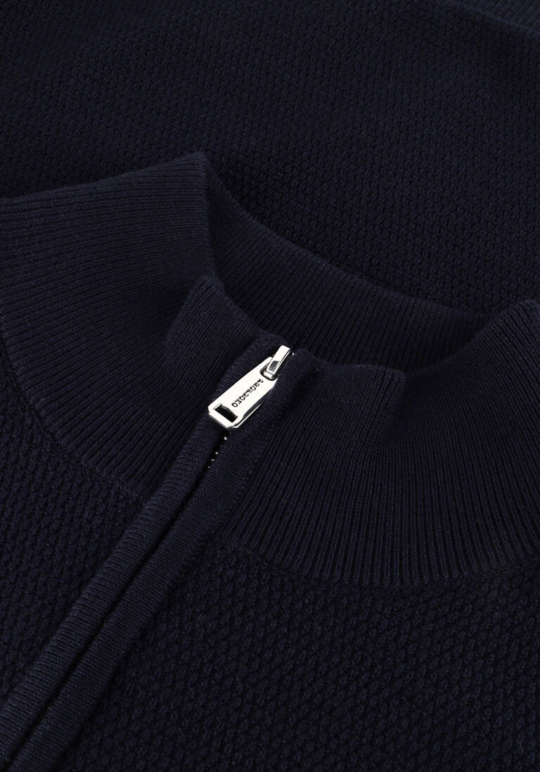 donkerblauwe profuomo trui pullover half zip twinkle slub