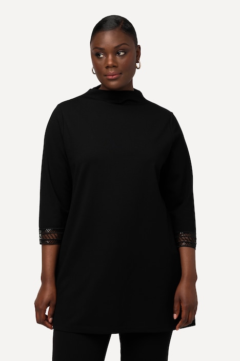 Sweatshirt, Punto-di-Roma, Stehkragen, 3/4-Arm