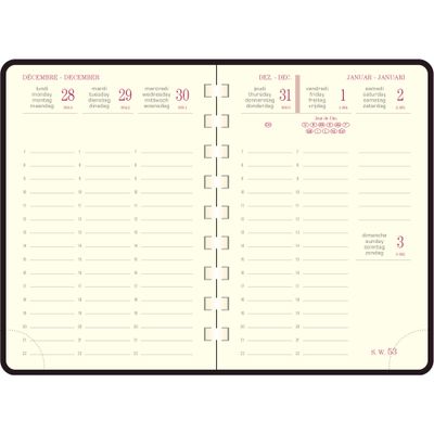 Agenda de poche spiralé Duo Kaa Eurotime 13S - 1 semaine sur 2 pages - 9 x 13 cm - disponible dans différentes couleurs - Exacompta