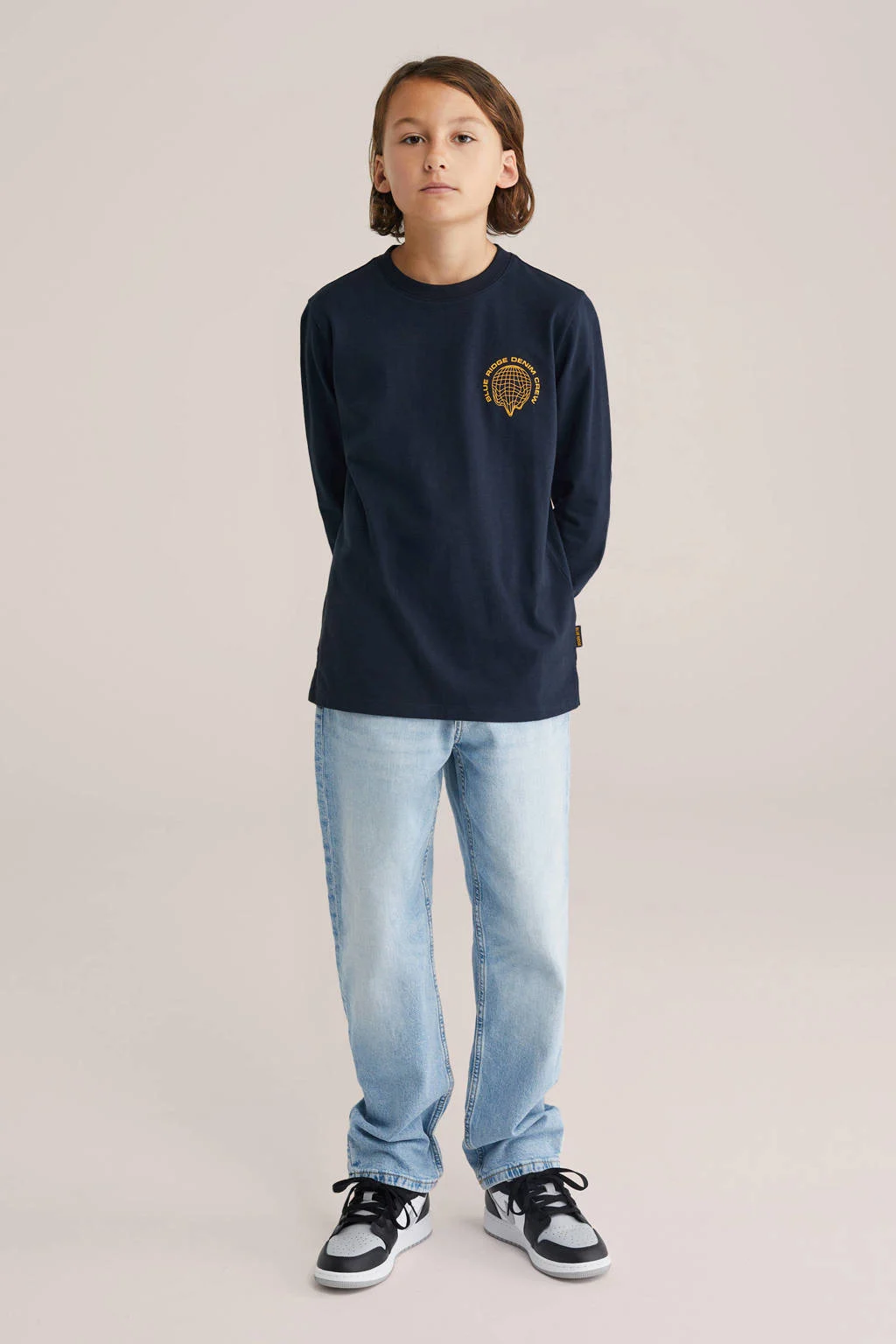 WE Fashion Blue Ridge longsleeve donkerblauw