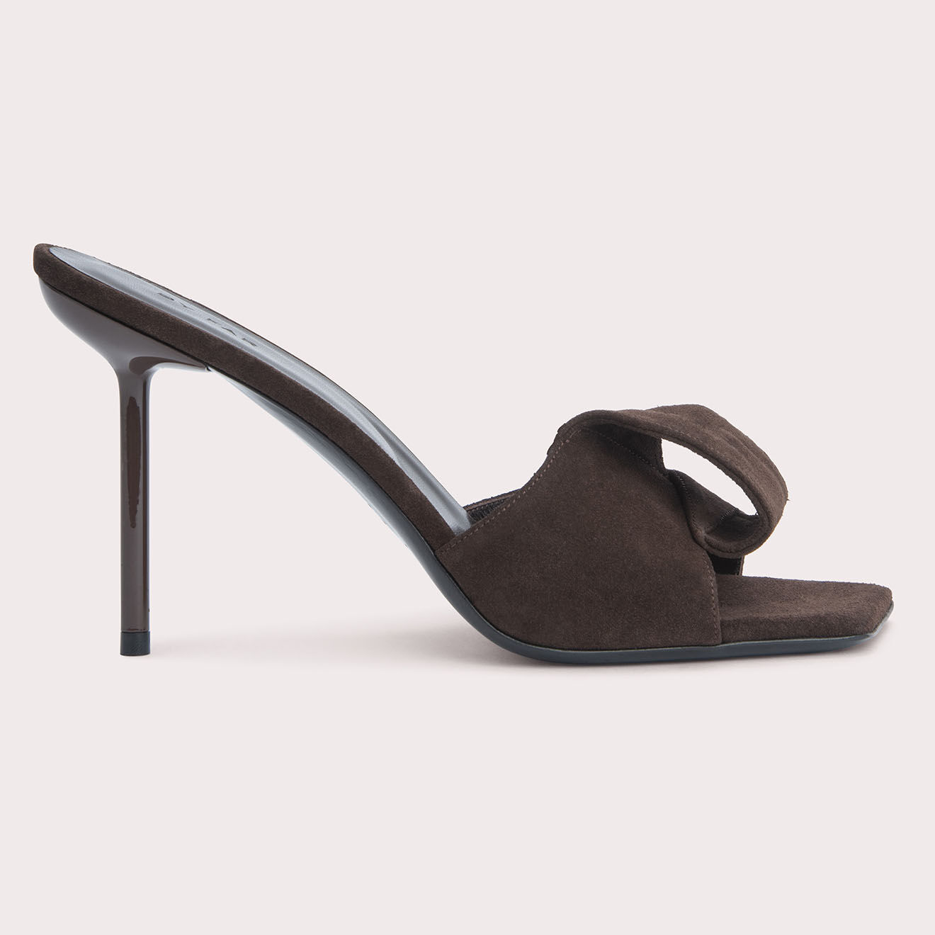 By Far Mules en Velours de Cuir Hawn marron - Talon 10 cm