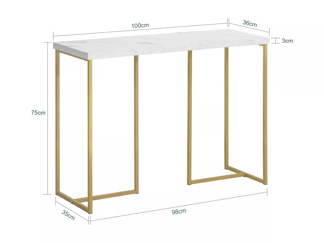 Table Console Table d'Appoint Bout de Canapé Table d’Entrée Effet Marbre Cadre en Fer, FSB58-G