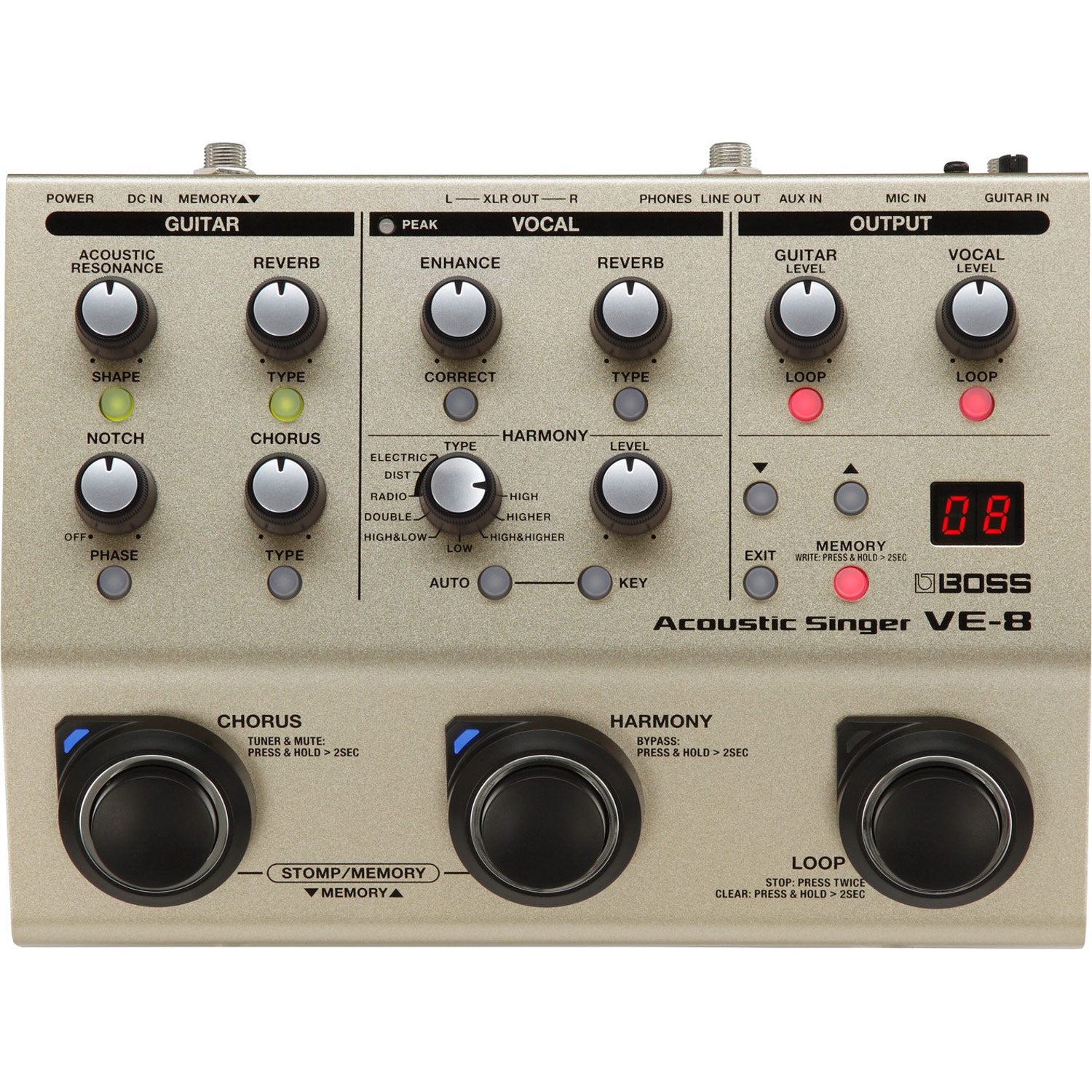 Boss VE-8 Acoustic Singer effectpedaal voor zingende gitarist