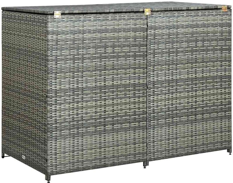vidaXL Containerberging Dubbel - Antraciet - Poly Rattan - Geschikt Voor 2 Containers