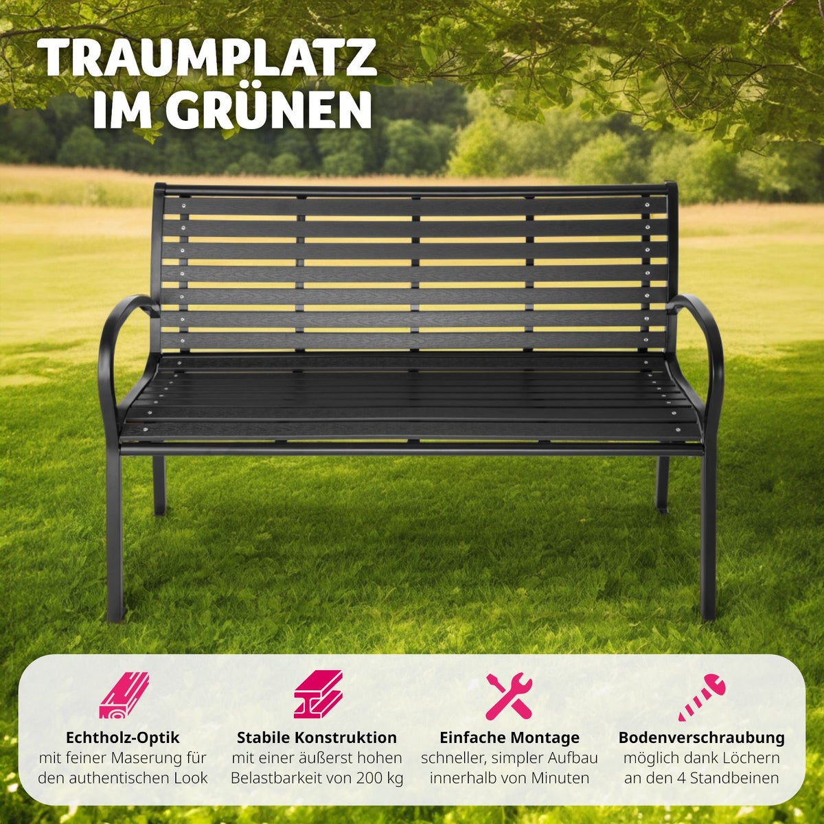 tectake Pino 3-zits tuinbank 126 x 62 x 81,5 cm