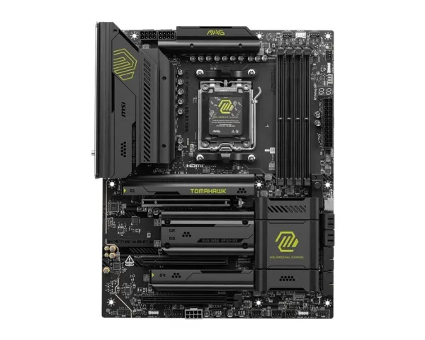 MSI MAG X870E TOMAHAWK WIFI - Bundkort - ATX - Socket AM5 - AMD X870E Chipset - USB-C 3.2 Gen 2x2, USB-C 3.2 Gen2, USB 3.2 Gen 2, USB 3.2 Gen 1, USB4 - 5 Gigabit Ethernet, Wi-Fi 7 - onboard grafik (CPU påkrævet) - HD Audio (8-kanaler)