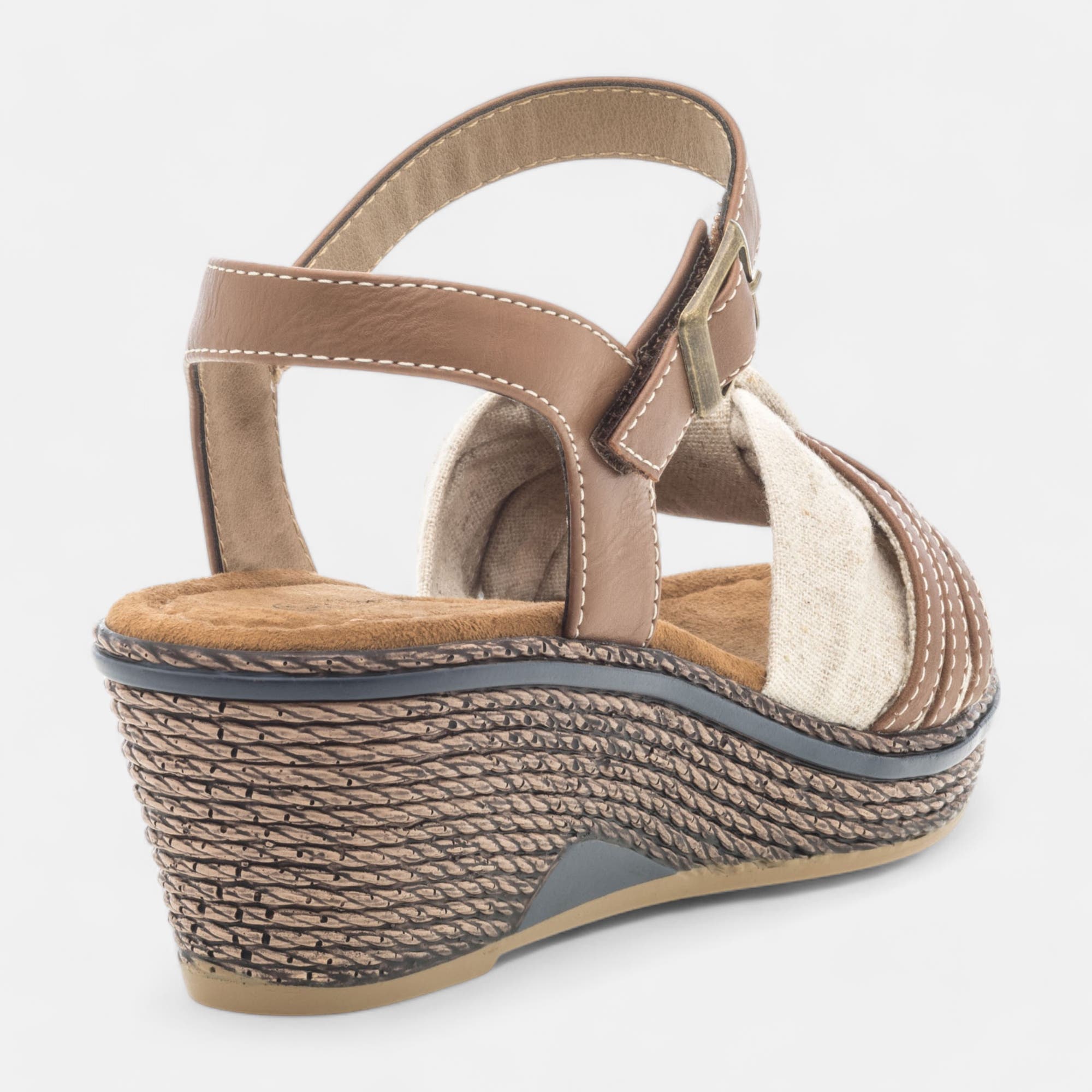 Sandales à talon compensé Femme beige