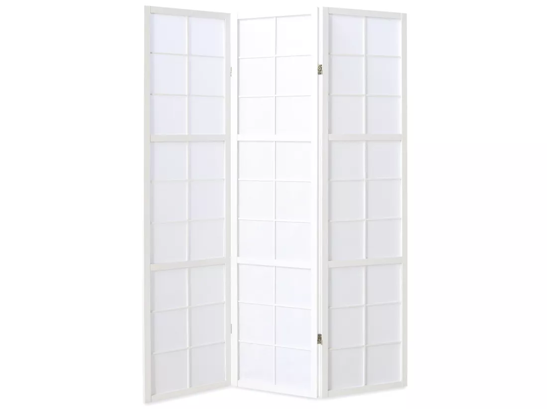 Paravent japonais Shoji en bois blanc de 3 pans