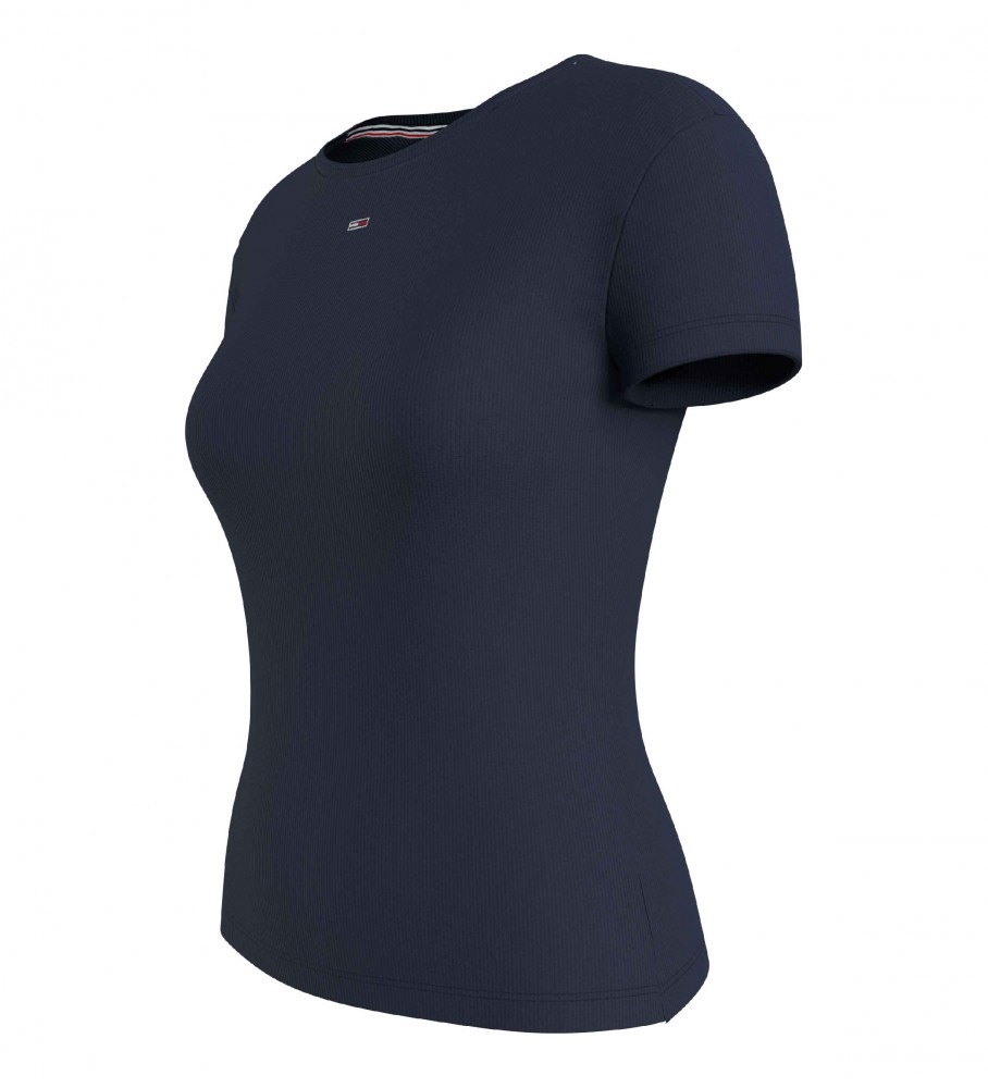 Camiseta canelada essencial Tommy Jeans azul-marinho