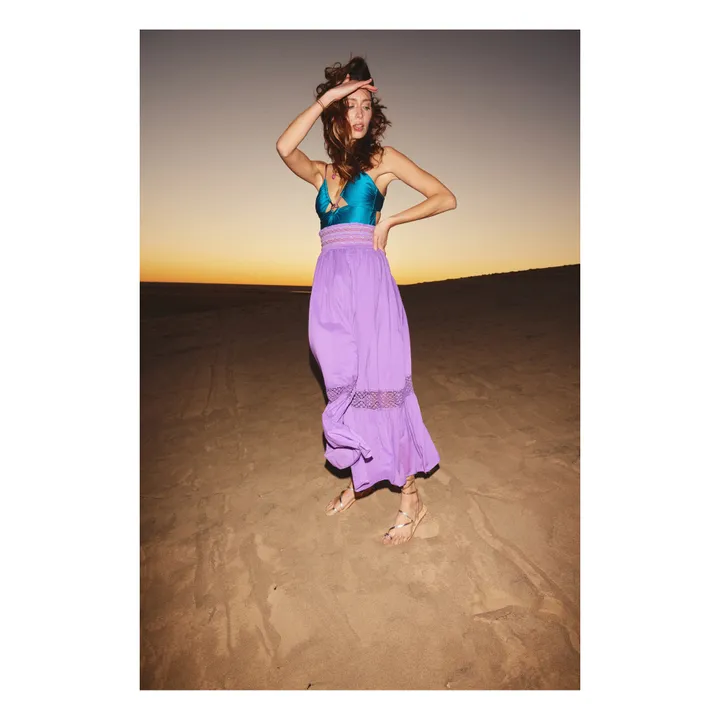 Alma Deia Jupe Longue Brodée | Violet