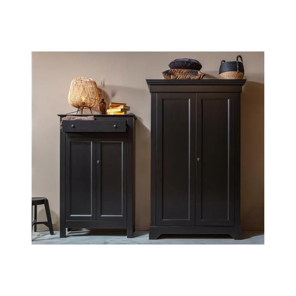 WOOOD Eva Meidenkast - Grenen Geborsteld - Zwart - 150x93x40
