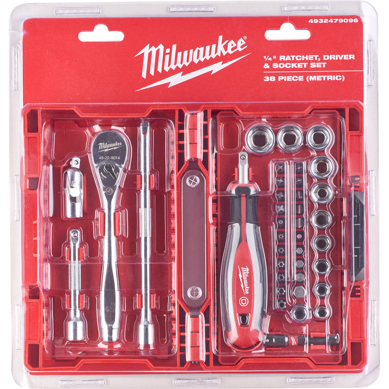 Milwaukee doppenset 1/4” FOUR FLAT™ incl. Shockwave™ bits 38-delig