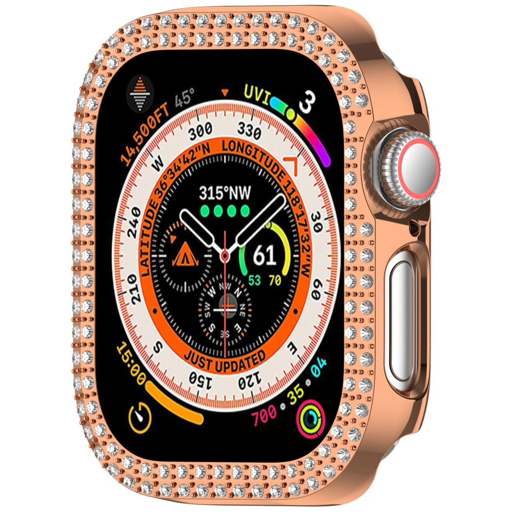 Apple Watch Series 11 / Series 10 (42mm) Galvanisierte Glitzer Strass Bumper Hülle - Roségold