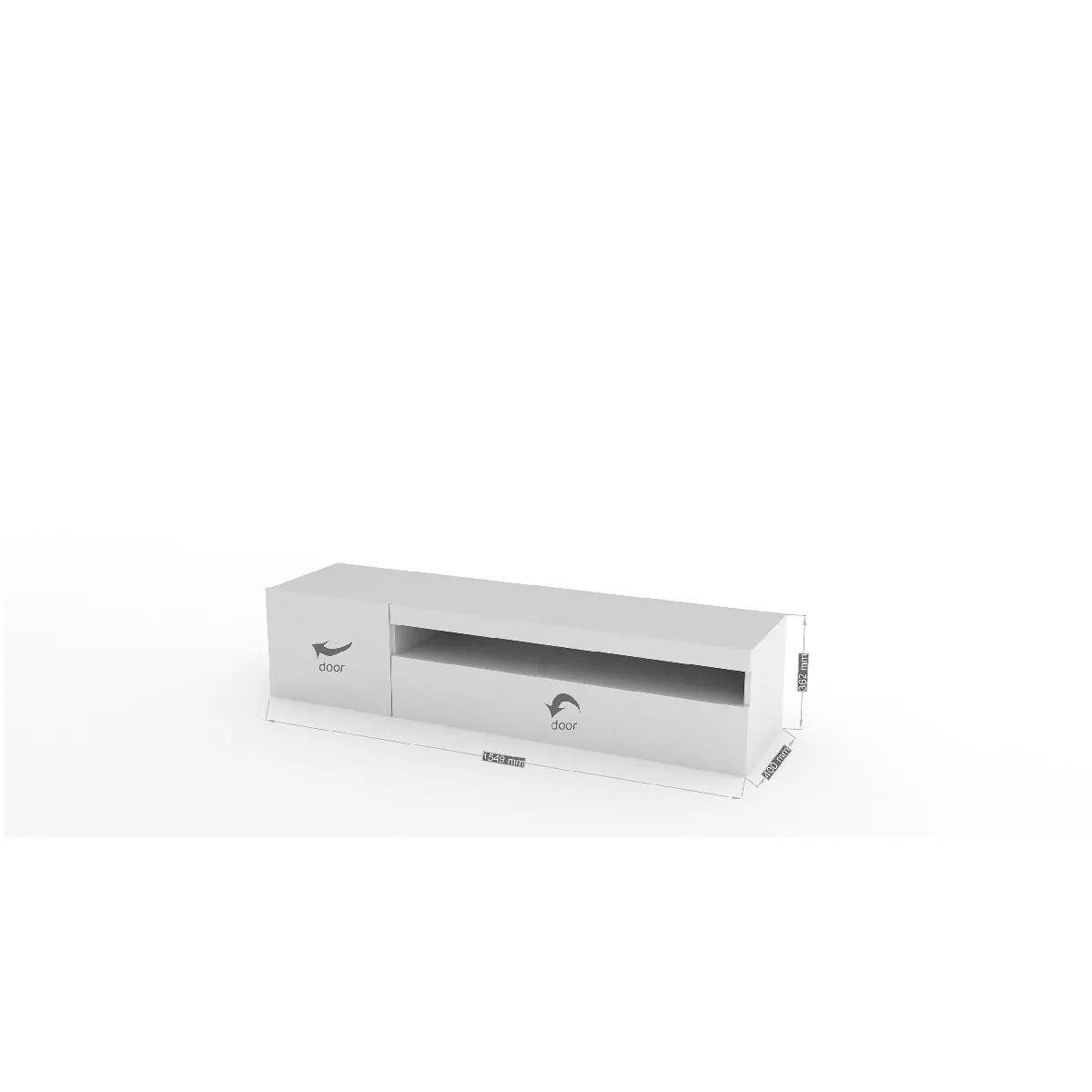 alter Meuble TV 2 portes - Blanc brillant