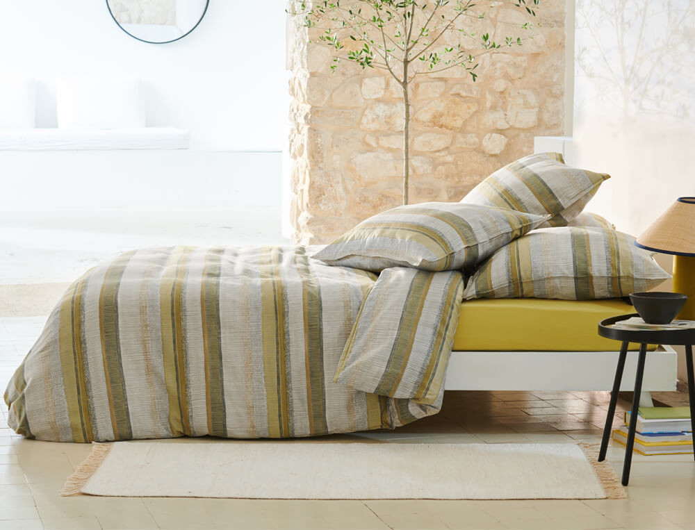 Housse de couette-Rayures nature