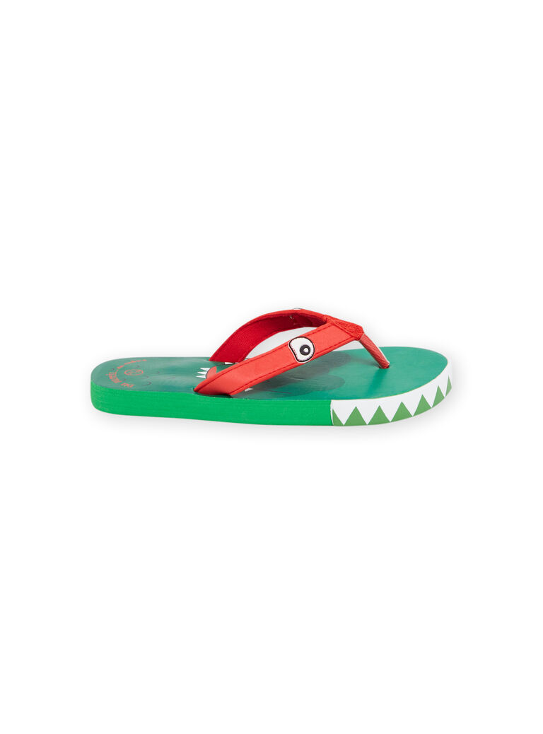 Tongs vertes et rouges à motif crocodile enfant garçon