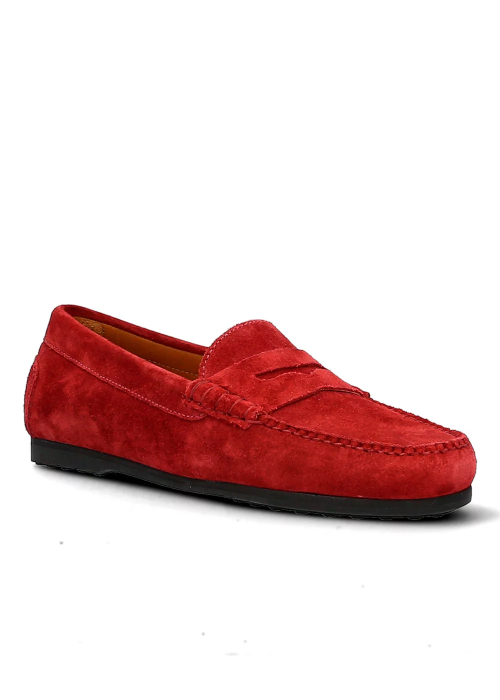 MOCASSIN RUBBER DRIVER VELOURS ROUGE