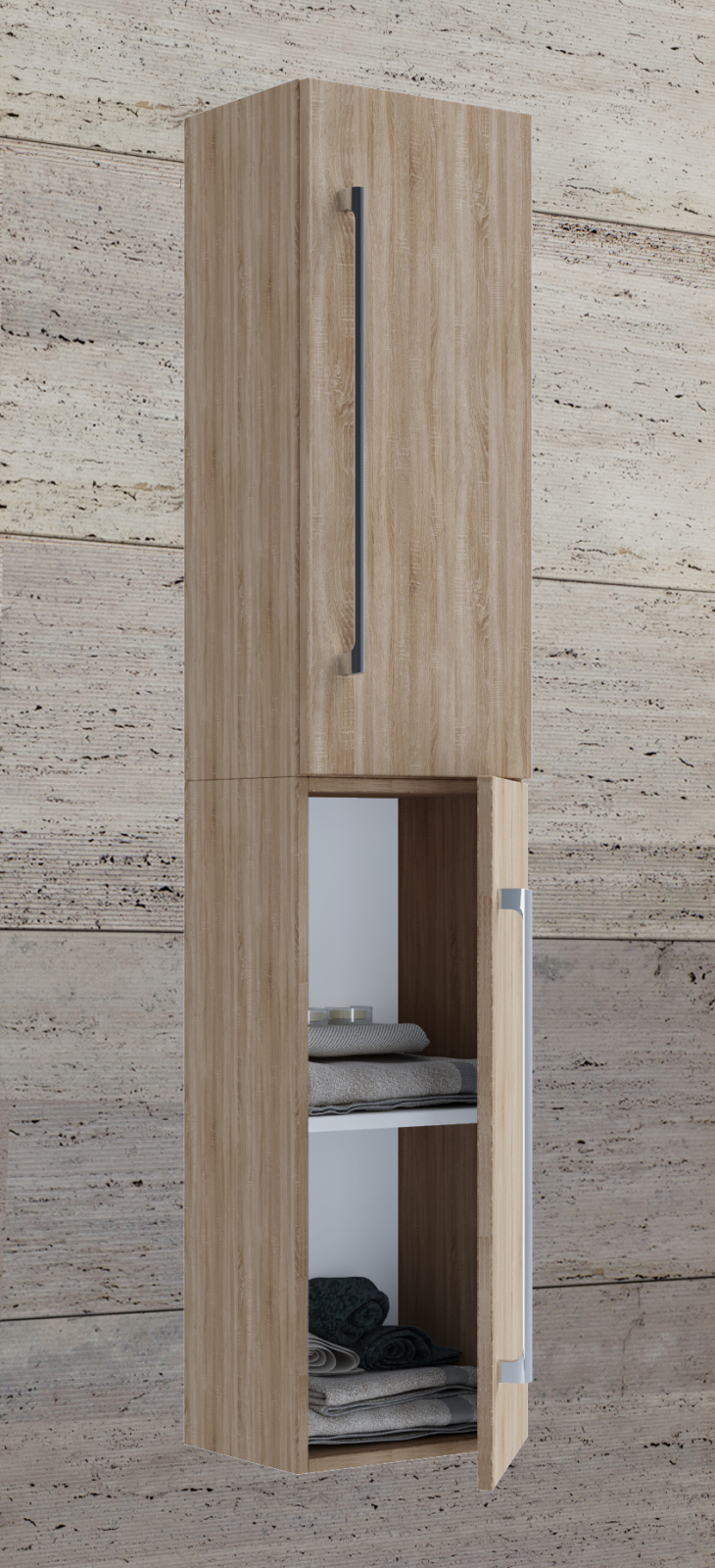 Hochschrank BADINOS 2 - Sonoma Eiche - 150 cm