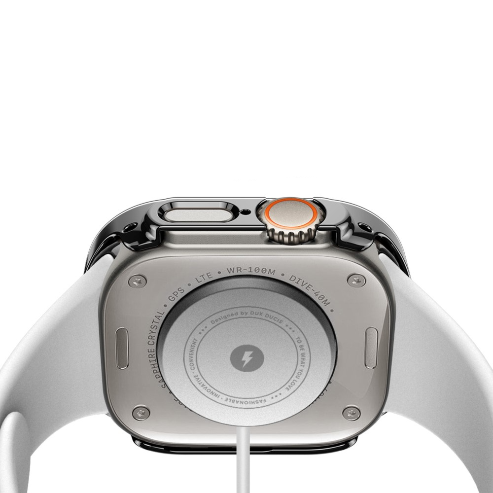Apple Watch Ultra 3 / Ultra 2 / Ultra (49mm) Hardcase Bumper Hülle mit Galvanisiertem Rahmen   Display Schutzglas - Schwarz