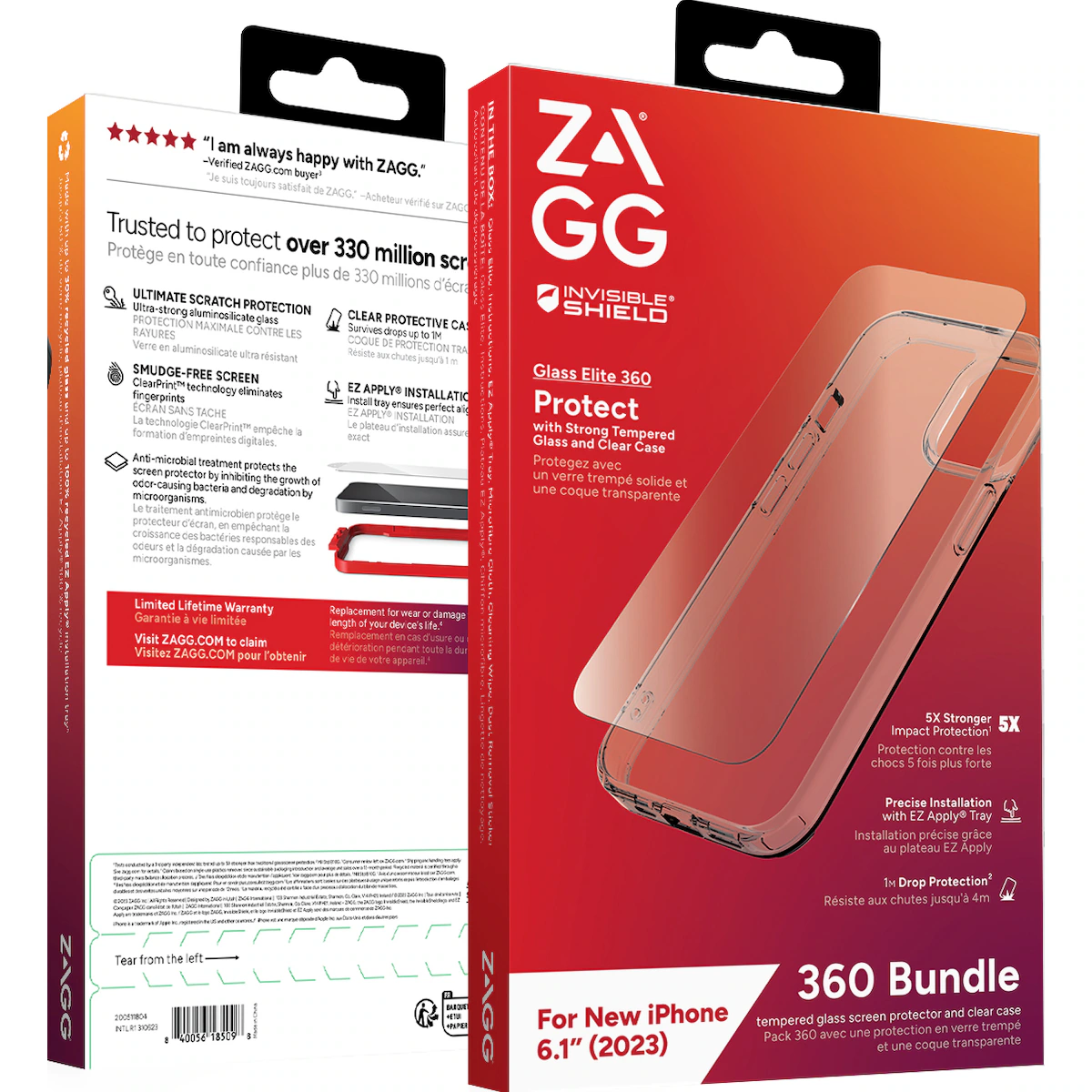 Zagg iPhone 15 Glass Elite 360 deksel og skjermbeskytter (gjennomsiktig)
