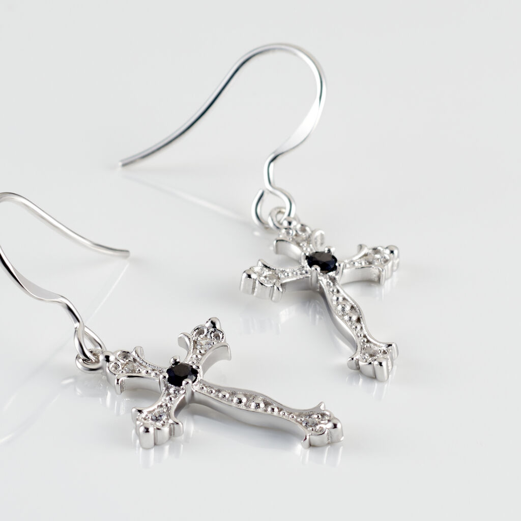 Boucles D'oreilles Pendantes Argent Blanc Florian Oxydes De Zirconium