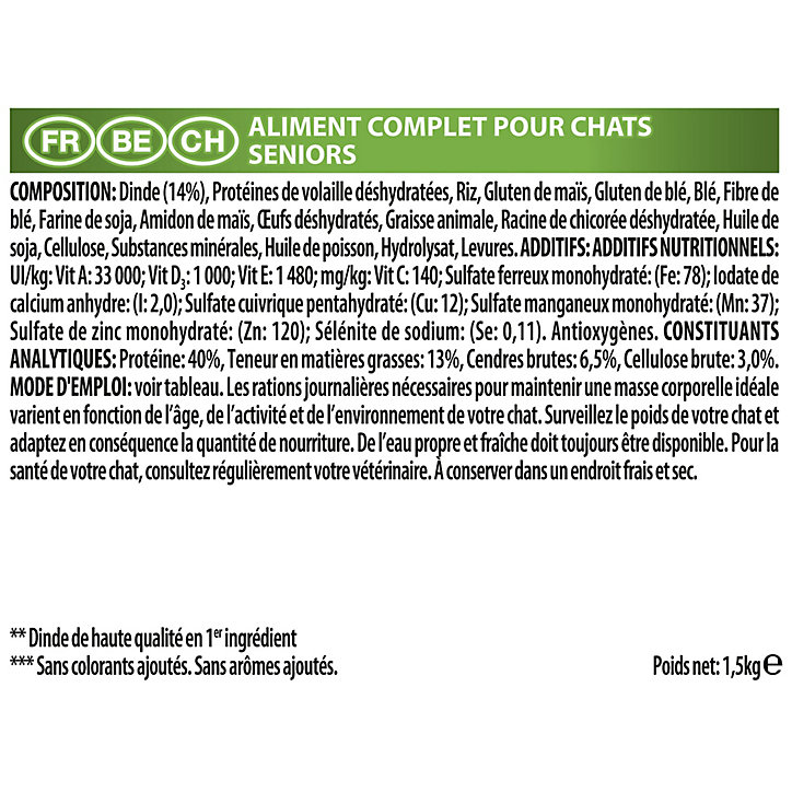 Croquettes pour chat stérilisé Pro Plan Sterilised Senior Longevis riche en dinde 1,5kg