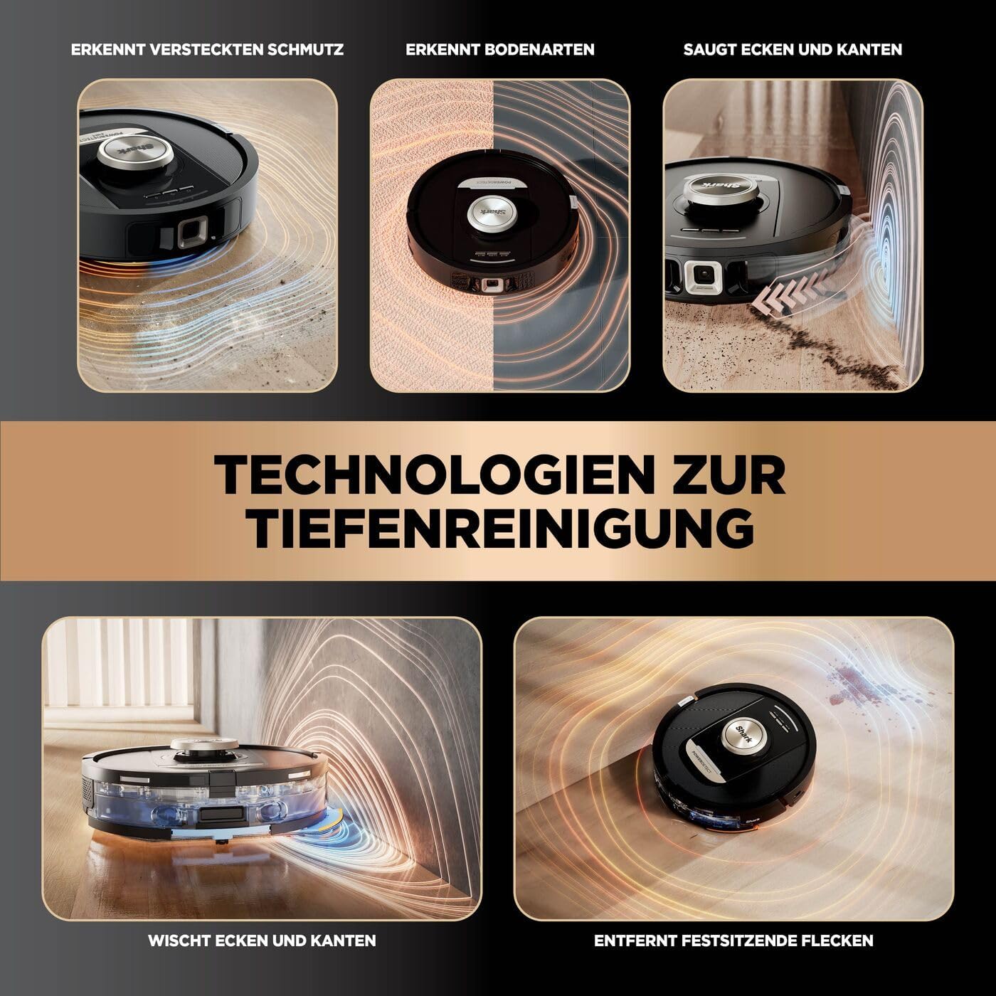 Shark PowerDetect 2-in-1 Saugroboter & Wischroboter, NeverTouch Pro 60-Tage-Selbstentleerung, selbständiges Nachfüllen & Reinigen, 3D-/ LiDAR-Navigation, NeverStuck, App-Steuerung, Schwarz RV2800ZEEU