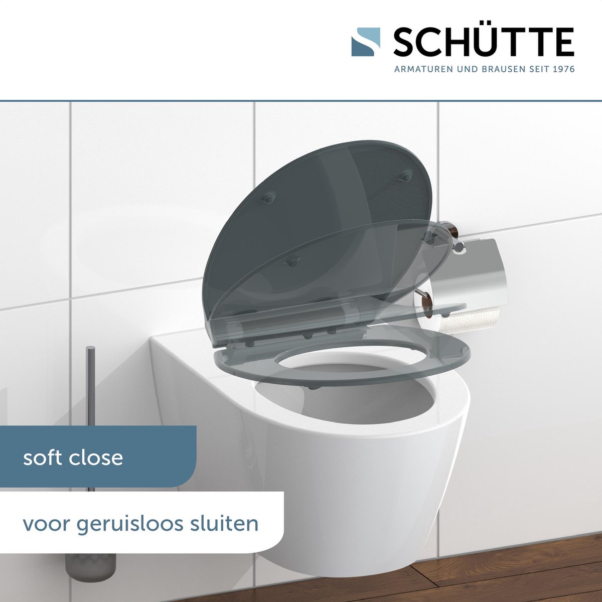 Schutte Presley dunne toiletzitting met softclose en quick release zwart