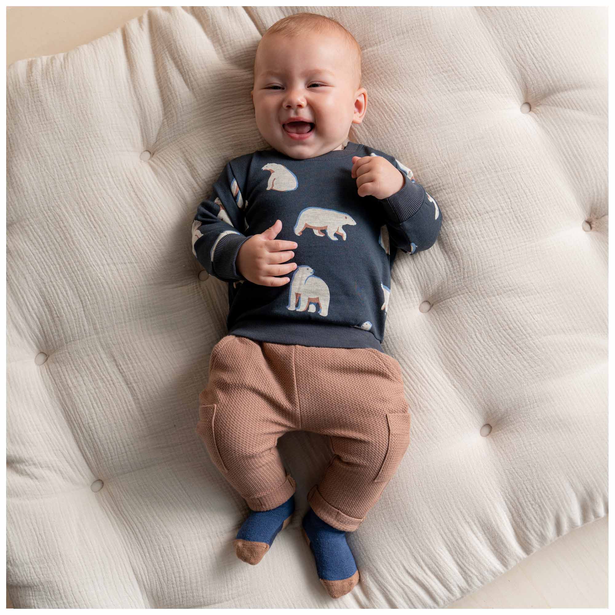 Prénatal baby sweater lange mouwen all over print blauw