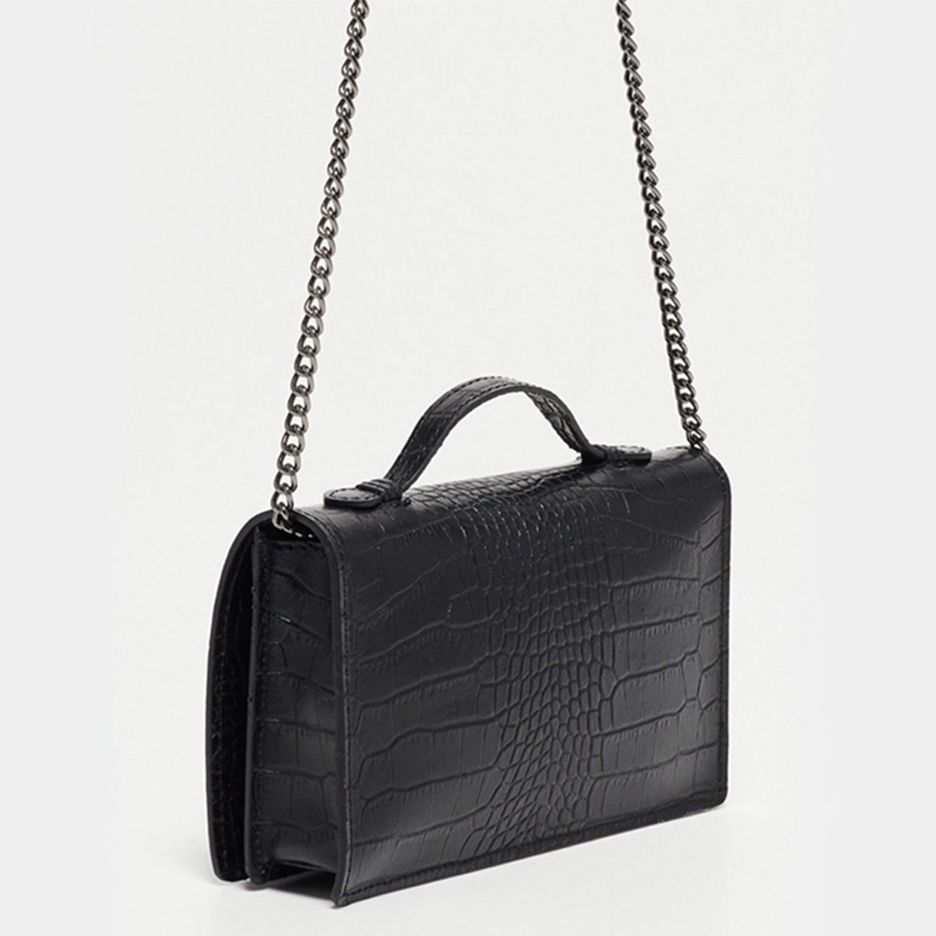Christian Laurier Sac bandoulière en Cuir croco Stacy noir - 22x12x4 cm