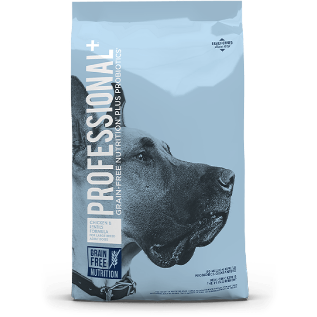 Professional+ Grain Free poulet et lentilles pour chien adulte de grande race
