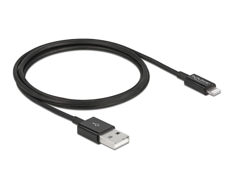 Delock USB 2.0-Kabel für iPhone, iPad, iPod USB A - Lightni USB Daten- und Ladekabel für iPhone, iPad, iPod schwarz 1 m